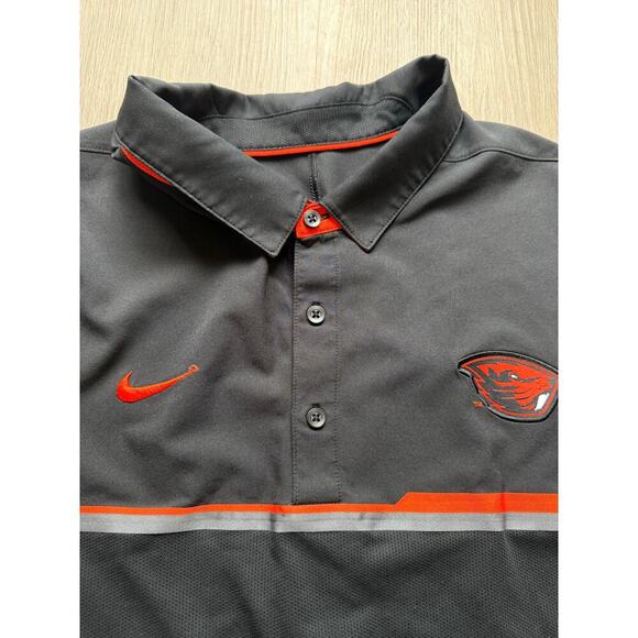 Nike Dri-Fit University of Oregon OSU Beaver Polo Shirt, Men's size XL, Black - Picture 2 of 5